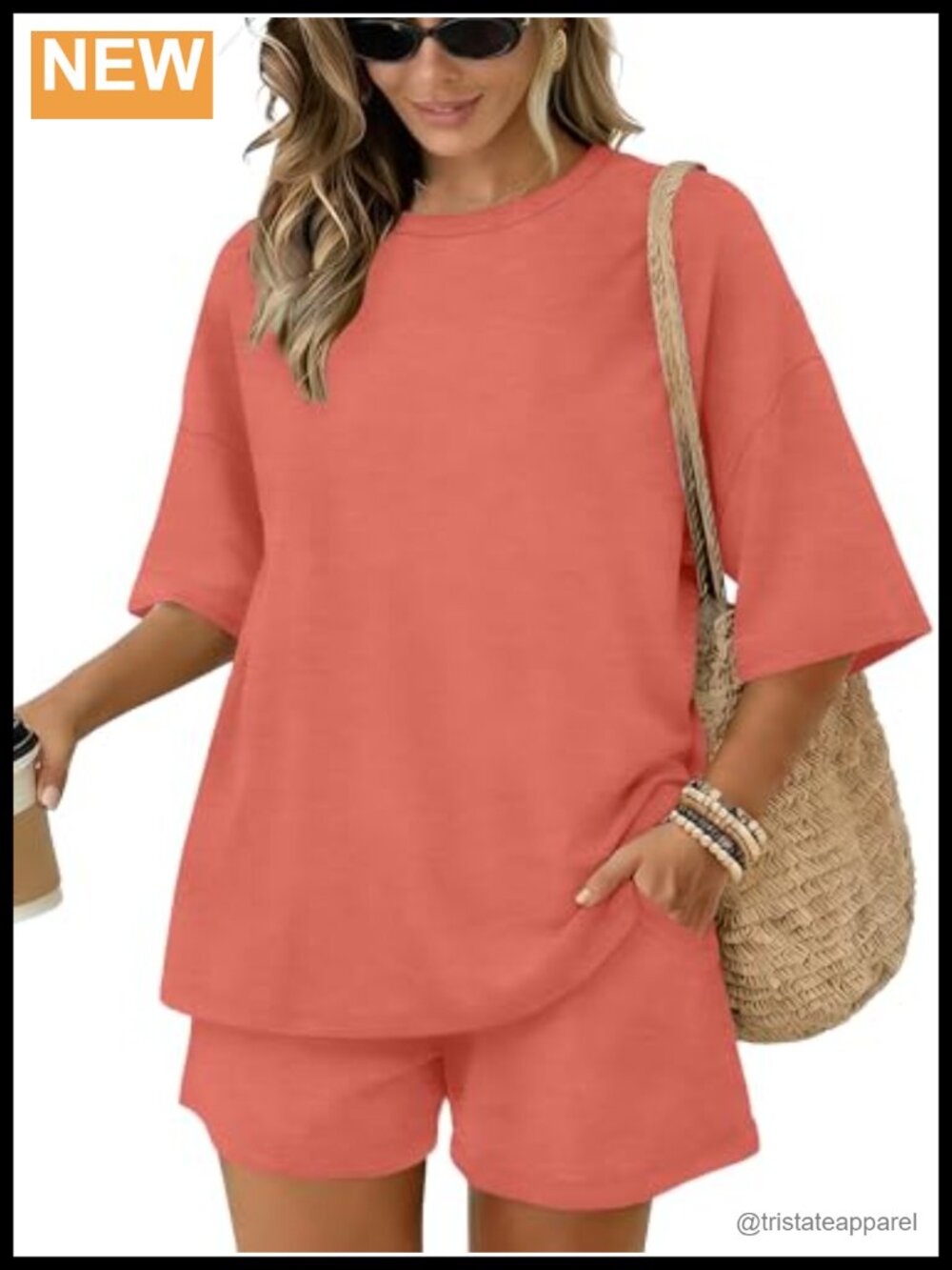 Women's 2 Piece Outfit Oversized Top & Drawstring Shorts Lounge Set